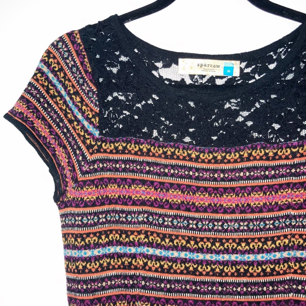 Anthropologie Lace/Striped Wool Dress (Medium)